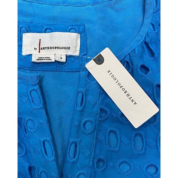 Anthropologie Sz S Dress The Somerset Maxi Eyelet turquoise Blue Tiered V-neck - Picture 5 of 16